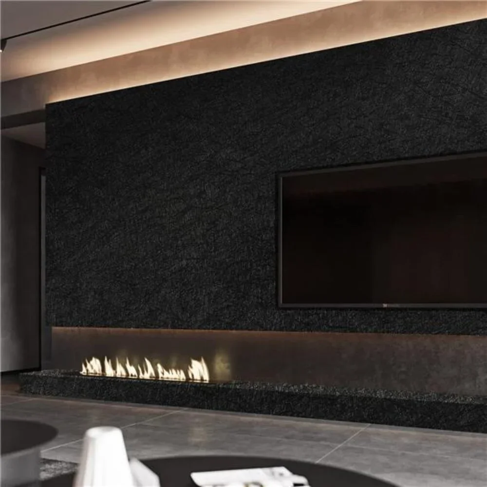 Peel and Stick Wallpaper Black Silk Wall Paper - 15.7 x 300 Inch Self Adhesive